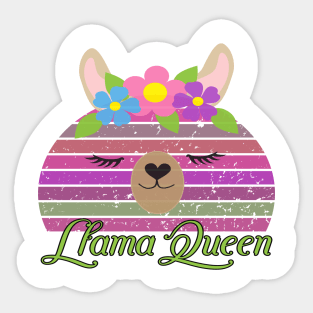 Vintage Llama Face Design - Llama Queen Sticker